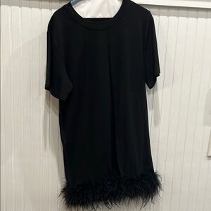 Black Embellished Mini Dress with Polo Collar